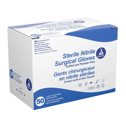 Dynarex Sterile Nitrile Surgical Gloves, Powder-Free, 400/Case
