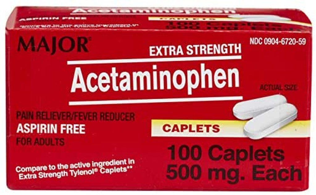 MAJOR Acetaminophen Tablet, 500mg, Unboxed, 100s, Compare to Tylenol, NDC# 00904-6730-60