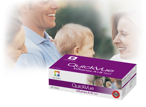 QUIDEL QUICKVUE INFLUENZA A+B TESTS, Dipstick Format, 25 test/kit