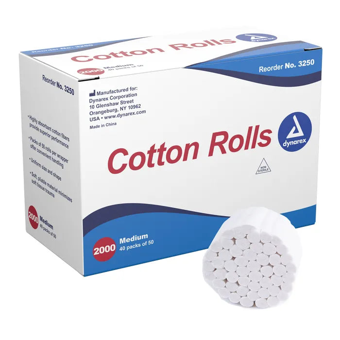 Dynarex Cotton Rolls #2 Medium Case/20000