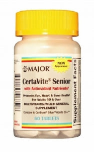MAJOR CertaVite Senior, Luetin Tablets, 60s, Compare to Centrum Silver, NDC# 00904-5486-52