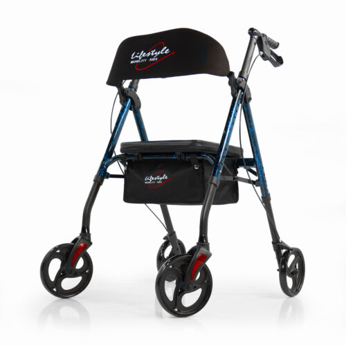 Rhythm Healthcare Royal Deluxe Aluminum 4 Wheel Rollator with Universal Height Adjustment, Various Colors